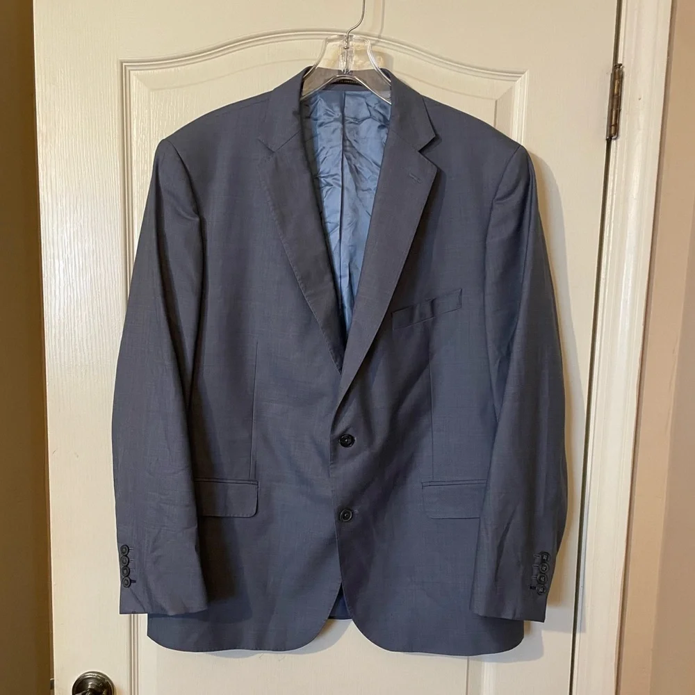J Hilburn Blazer Jacket Men’s’49R Blue Tailored Fit Wool Sport Coat 2 Button